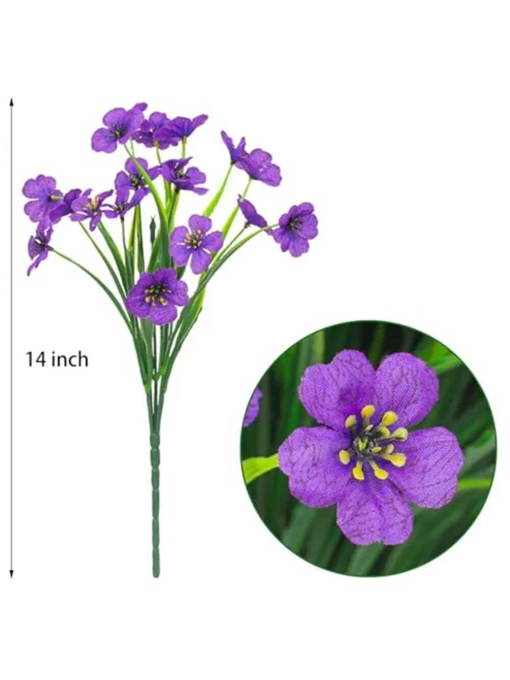 21 Bundles Purple Artificial Flowers Outdoor UV Resistant Fake Silk Faux Plants